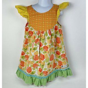Smokingbird Girl Fruit Lemon Yellow Orange Green Citrus Ruffle Dress Boutique 6